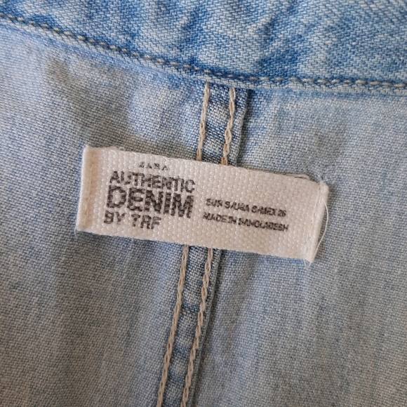 ZARA Denim Button Down Belted Sleeveless Mini Shirt Dress, SM - Picture 4 of 8